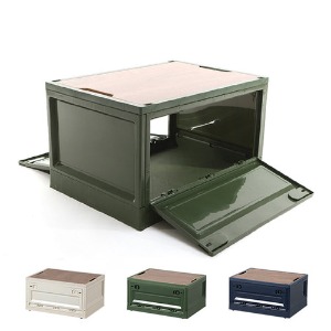 디피알 폴딩박스 오픈 도어 (우드상판포함)/ 접이식 수납 박스 간이테이블